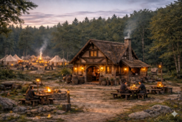 Taverne médiévale immersive et son parc